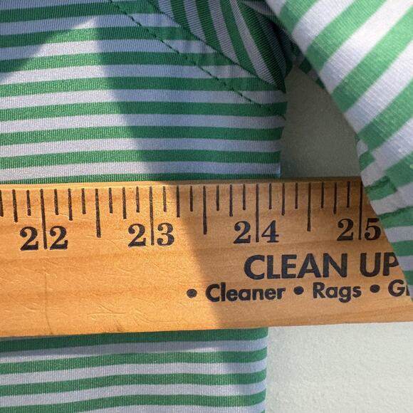 FootJoy Polo Shirt Mens Large Green Blue Striped Golf Performance Est 1975 - Picture 10 of 12